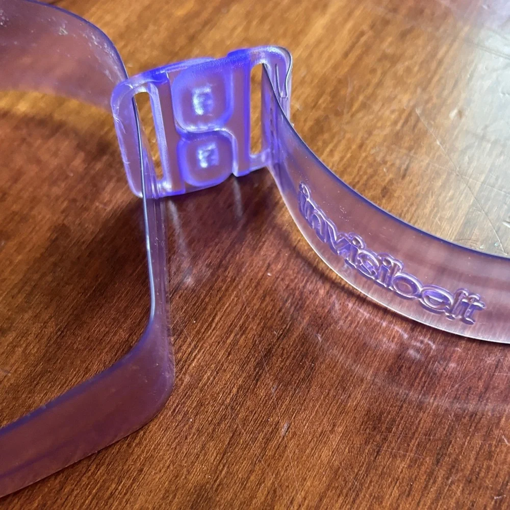 Set of Two (2) Invisibelt Girl No-Bulk Belts- neon pink and translucent purple.